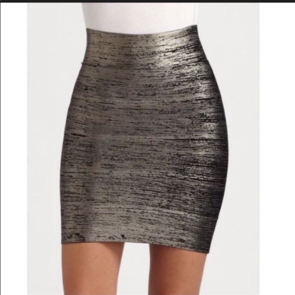BCBGMAXAZRIA METALLIC POWER SKIRT